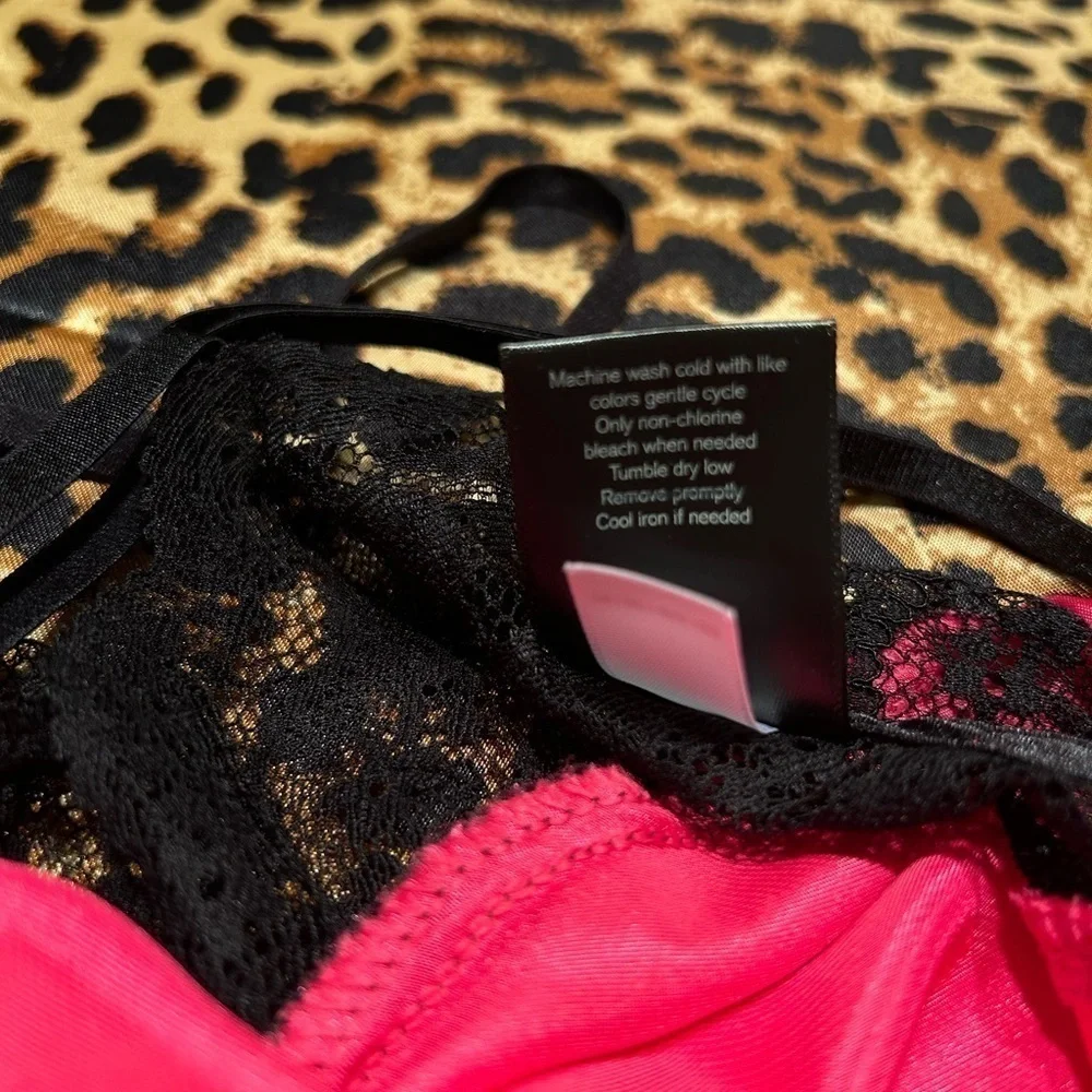 Apt. 9 Hot Pink & Black Lace Satin Slip